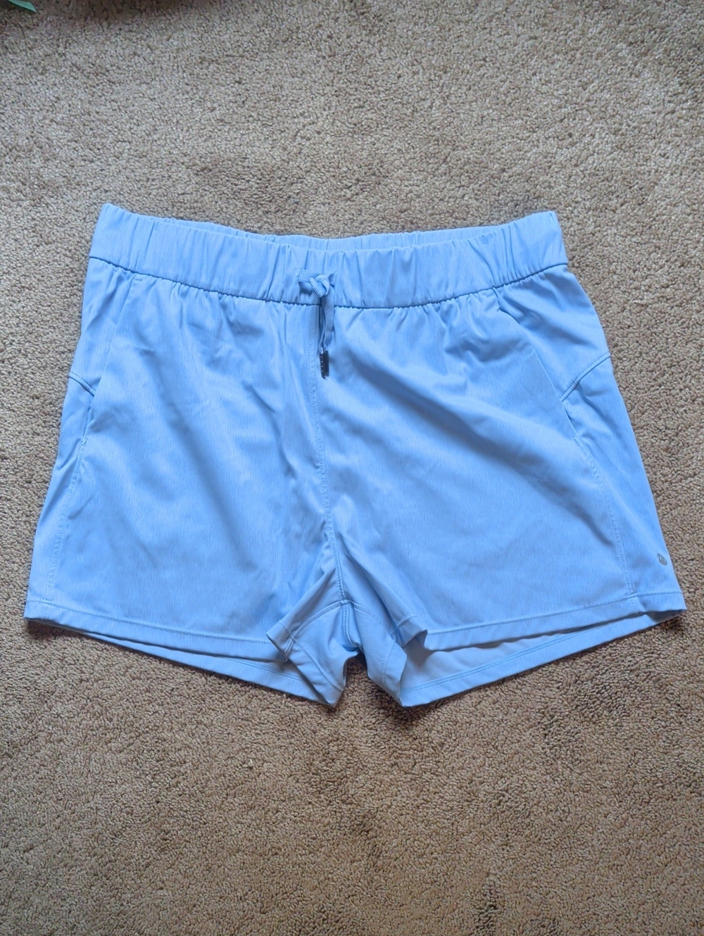 Women’s Light Blue Athletic Shorts with Elastic Drawstring